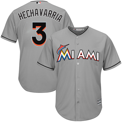 Marlins #3 Adeiny Hechavarria Grey Cool Base Stitched Youth MLB Jersey