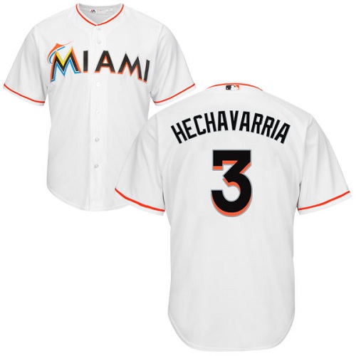 Marlins #3 Adeiny Hechavarria White Cool Base Stitched Youth MLB Jersey