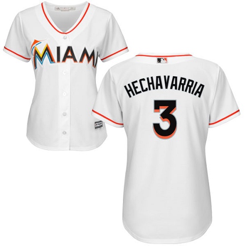 Marlins #3 Adeiny Hechavarria White Home Women's Stitched MLB Jersey