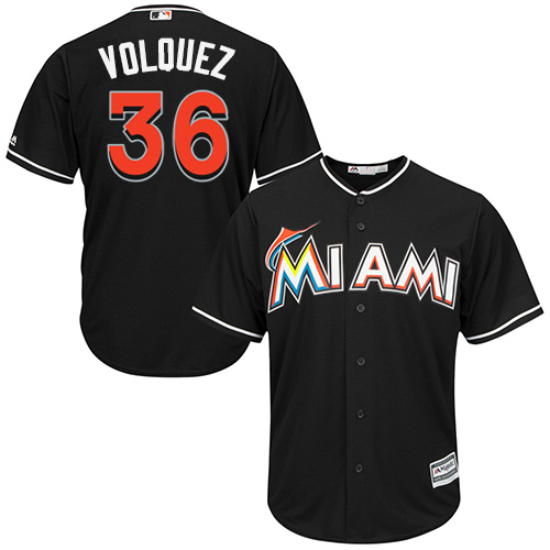 Marlins #36 Edinson Volquez Black Cool Base Stitched Youth MLB Jersey