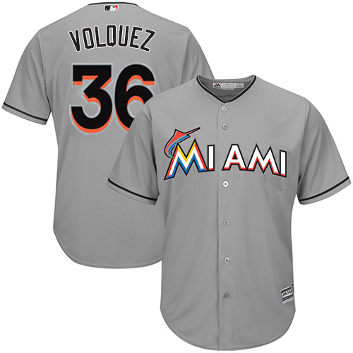 Marlins #36 Edinson Volquez Grey Cool Base Stitched Youth MLB Jersey
