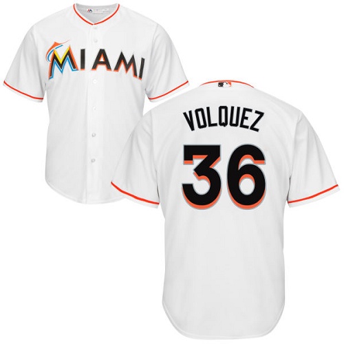 Marlins #36 Edinson Volquez White Cool Base Stitched Youth MLB Jersey