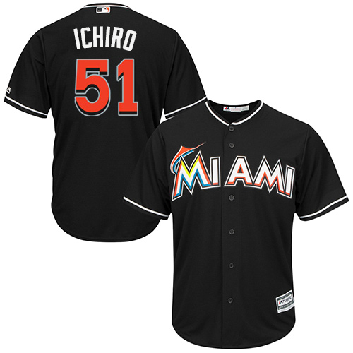 Marlins #51 Ichiro Suzuki Black Cool Base Stitched Youth MLB Jersey