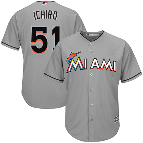 Marlins #51 Ichiro Suzuki Grey Cool Base Stitched Youth MLB Jersey