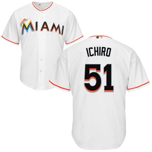 Marlins #51 Ichiro Suzuki White Cool Base Stitched Youth MLB Jersey