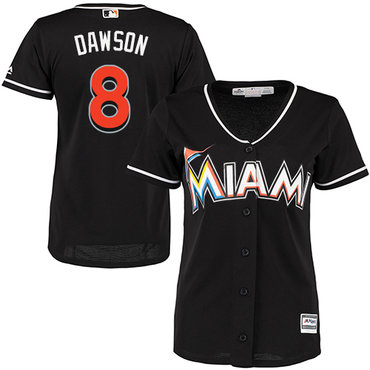 Marlins #8 Andre Dawson Black Alternate Women's Stitched MLB Jersey