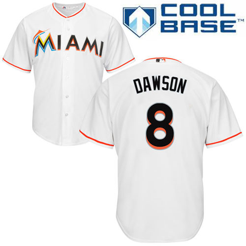 Marlins #8 Andre Dawson White Cool Base Stitched Youth MLB Jersey