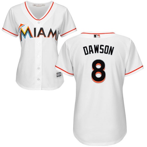 Marlins #8 Andre Dawson White Home Women's Stitched MLB Jersey