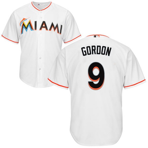 Marlins #9 Dee Gordon White Cool Base Stitched Youth MLB Jersey