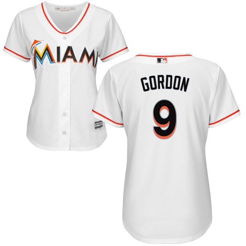 Marlins #9 Dee Gordon White Home Women's Stitched MLB Jersey