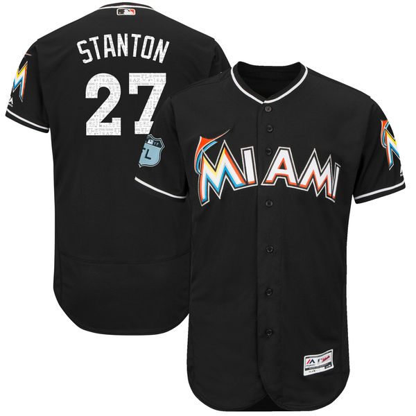 Marlins 27 Giancarlo Stanton Black 2017 Spring Training Flexbase Jersey
