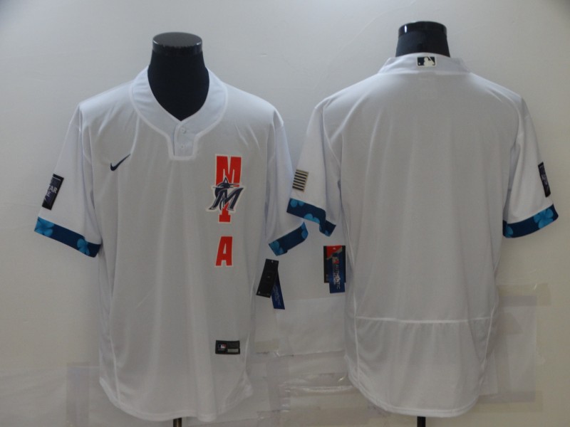 Marlins Blank White Nike 2021 MLB All-Star Flexbase Jersey