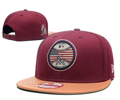 Marlins Team Logo Burgundy Adjustable Hat GS