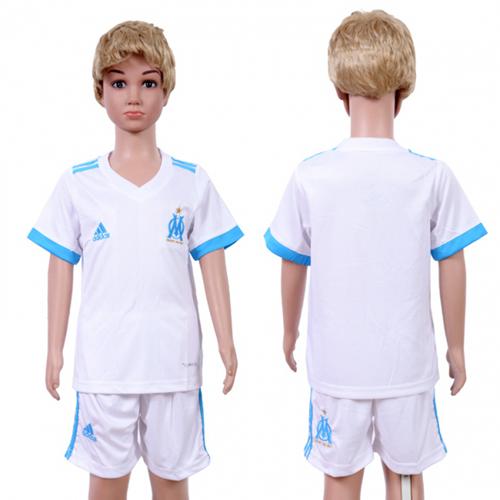 Marseille Blank Home Kid Soccer Club Jersey