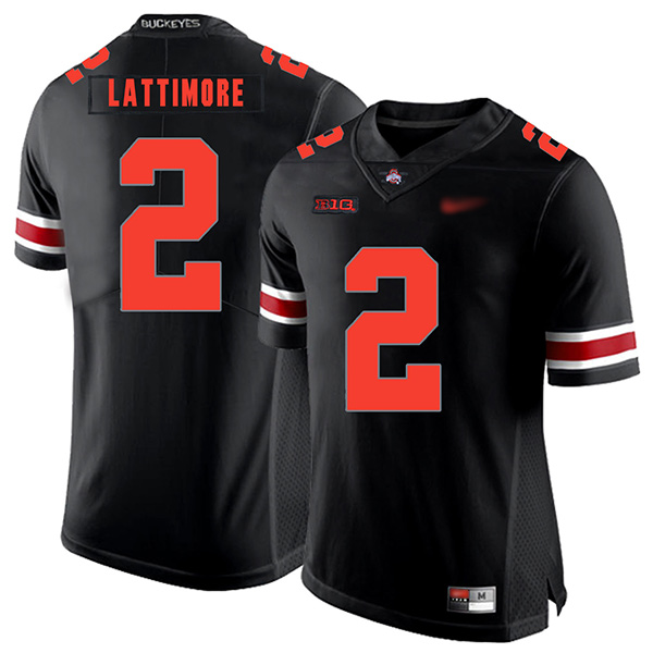 Marshon Lattimore Ohio State Buckeyes Men's Jersey - #2 NCAA Black Replica Authentic