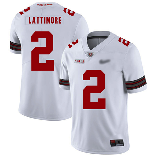 Marshon Lattimore Ohio State Buckeyes Men's Jersey - #2 NCAA White Replica Authentic
