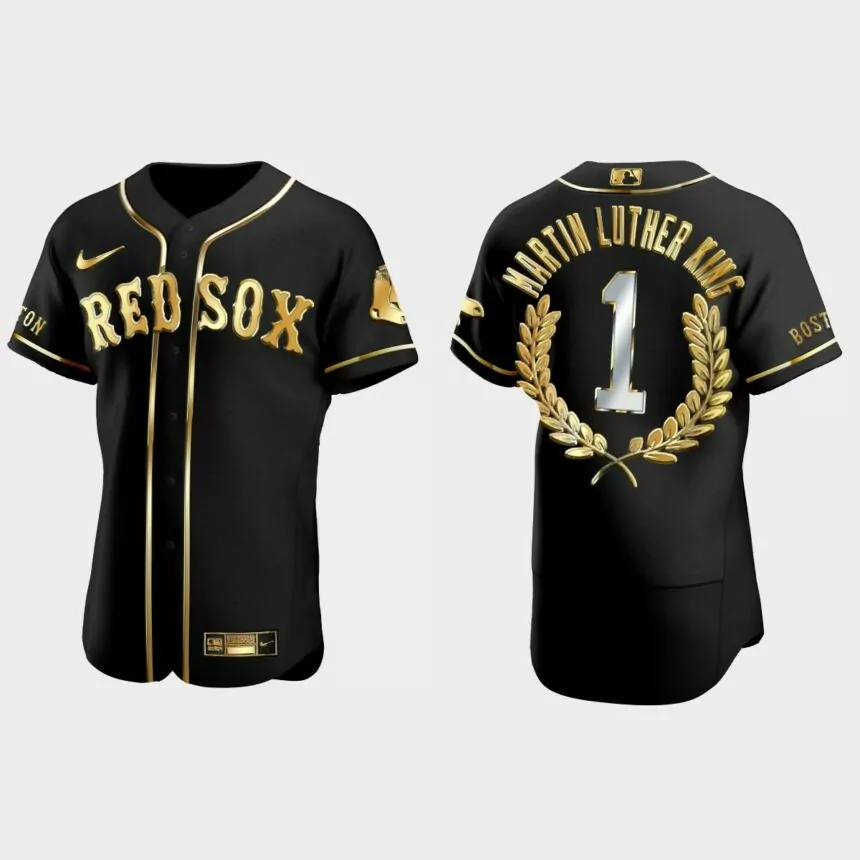 Martin Luther King Boston Red Sox Golden Edition Jersey – Black