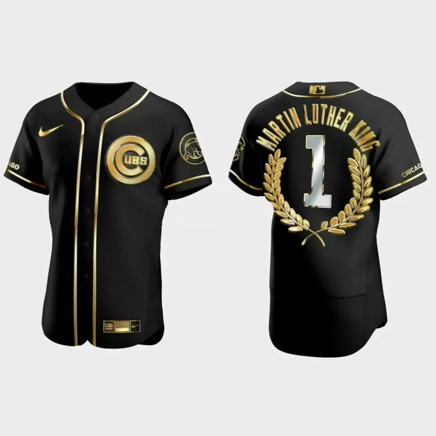 Martin Luther King Chicago Cubs Golden Edition Jersey – Black