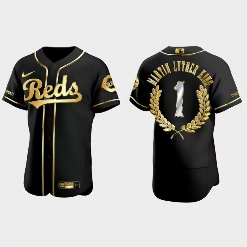 Martin Luther King Cincinnati Reds Golden Edition Jersey – Black