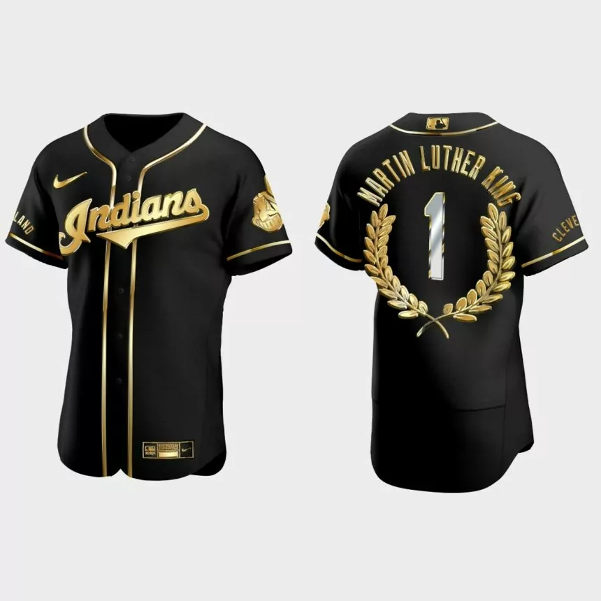 Martin Luther King Cleveland Indians Golden Edition Jersey – Black