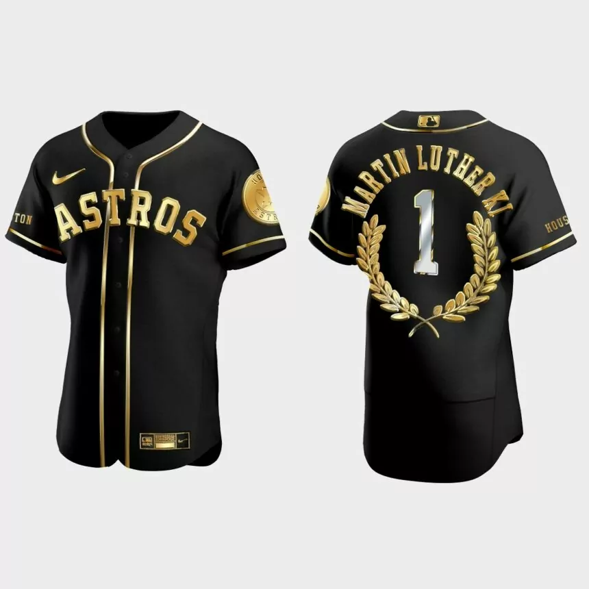 Martin Luther King Houston Astros Golden Edition Jersey – Black