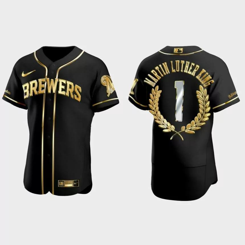 Martin Luther King Milwaukee Brewers Golden Edition Jersey – Black