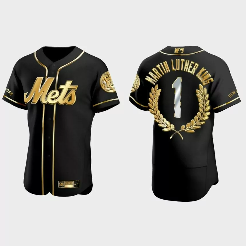 Martin Luther King New York Mets Golden Edition Jersey – Black