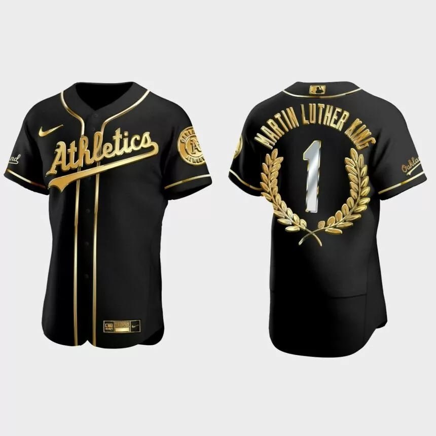 Martin Luther King Oakland Athletics Golden Edition Jersey – Black
