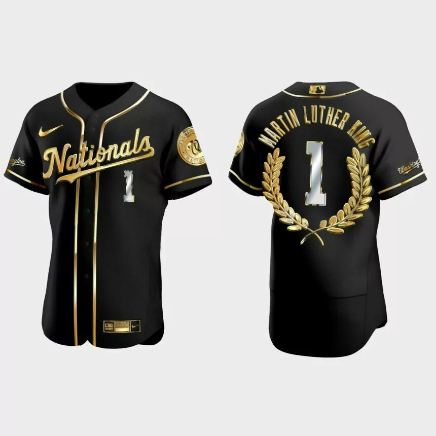 Martin Luther King Washington Nationals Golden Edition Jersey – Black