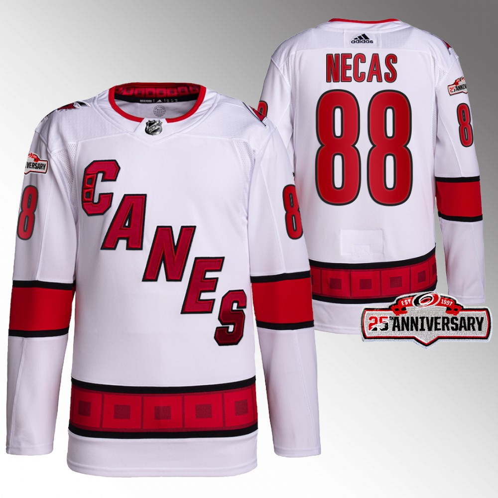 Martin Necas 2022-23 Carolina Hurricanes White Authentic Away 25th Anniversary Jersey