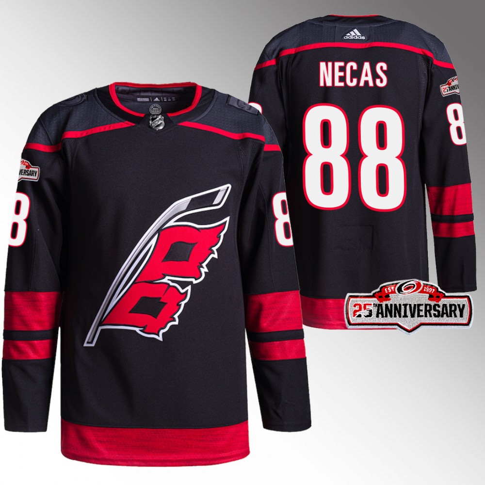 Martin Necas Carolina Hurricanes 25th Anniversary Black 2022-23 Authentic Home Jersey