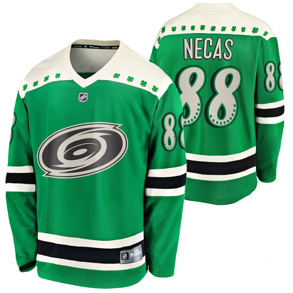 Martin Necas Hurricanes 2021 St Patricks Day Green #88 Jersey