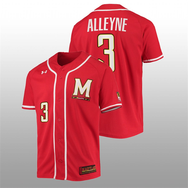 Maryland Terrapins Chris Alleyne Men Red College Baseball Replica Jersey Men's Jersey Maryland Terrapins Chris Alleyne College Baseball Men Red Jersey
