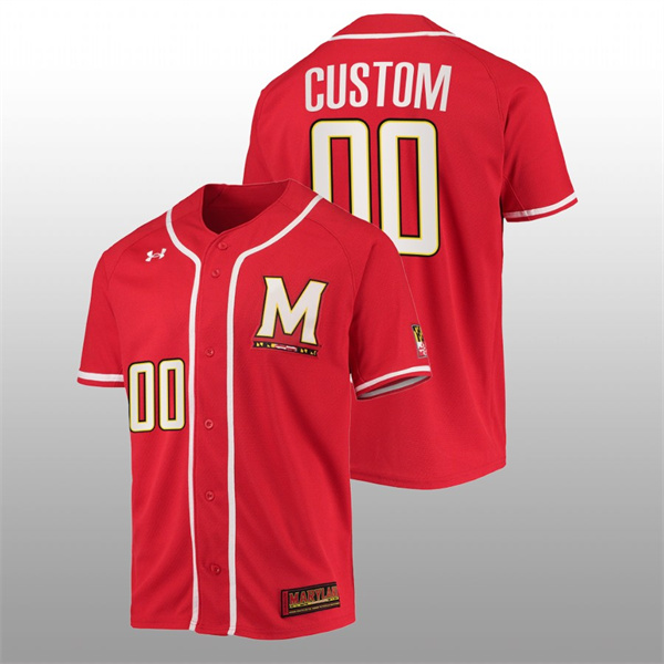Maryland Terrapins Custom Men Red College Baseball Replica Jersey Men's Jersey Maryland Terrapins Custom College Baseball Men Red Jersey