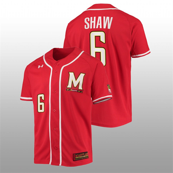 Maryland Terrapins Matthew Shaw Men Red College Baseball Replica Jersey Men's Jersey Maryland Terrapins Matthew Shaw College Baseball Men Red Jersey