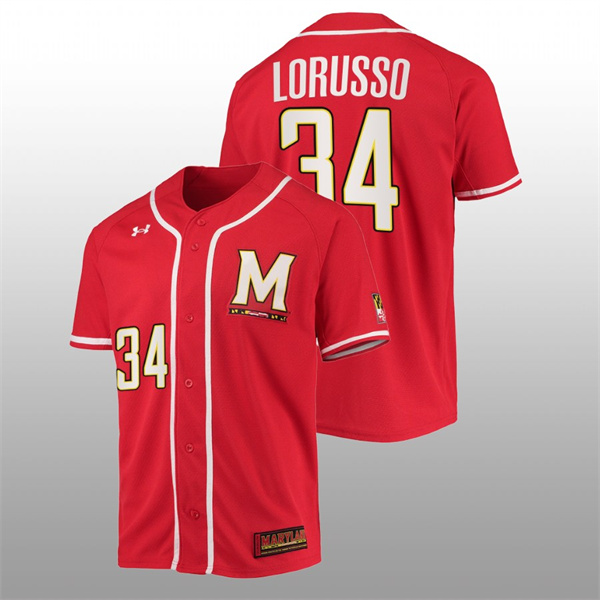 Maryland Terrapins Nick Lorusso Men Red College Baseball Replica Jersey Men's Jersey Maryland Terrapins Nick Lorusso College Baseball Men Red Jersey