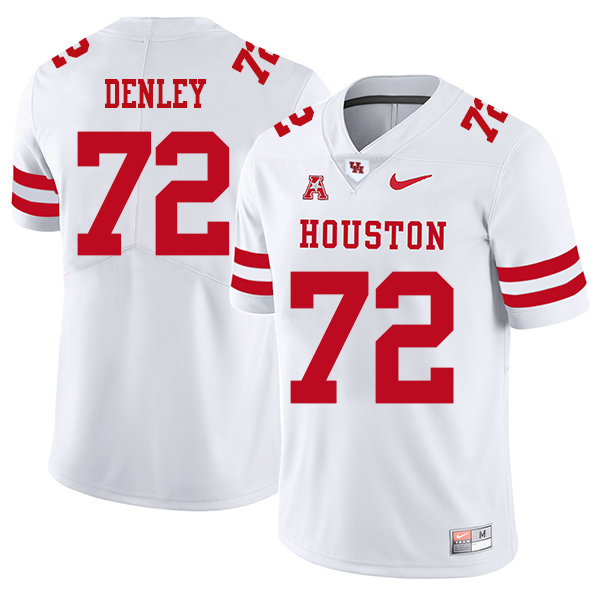 Mason Denley Houston Cougars Men's Jersey - #72 NCAA White Stitched Authentic