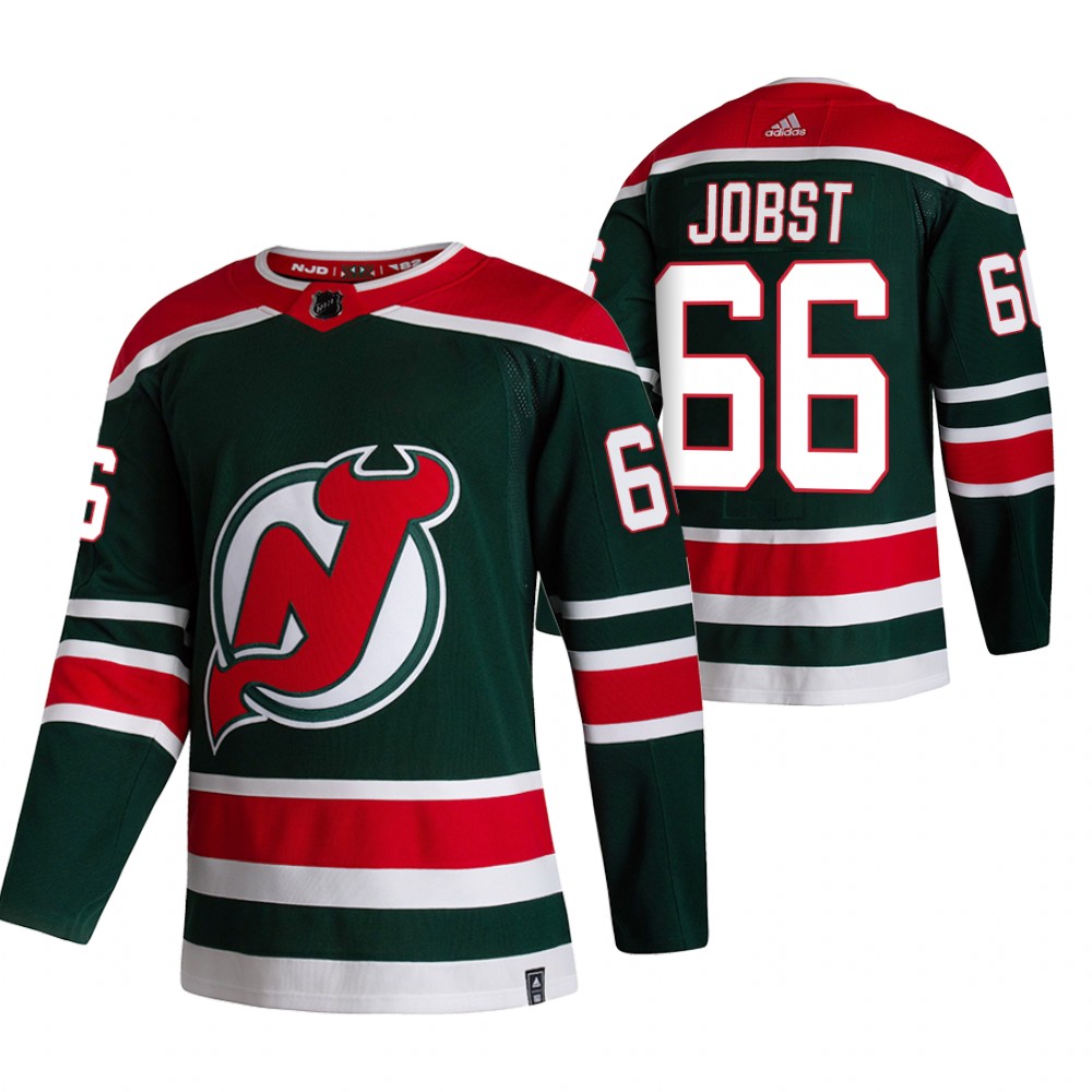 Mason Jobst New Jersey Devils 2021 Reverse Retro Green Men Jersey Special Edition