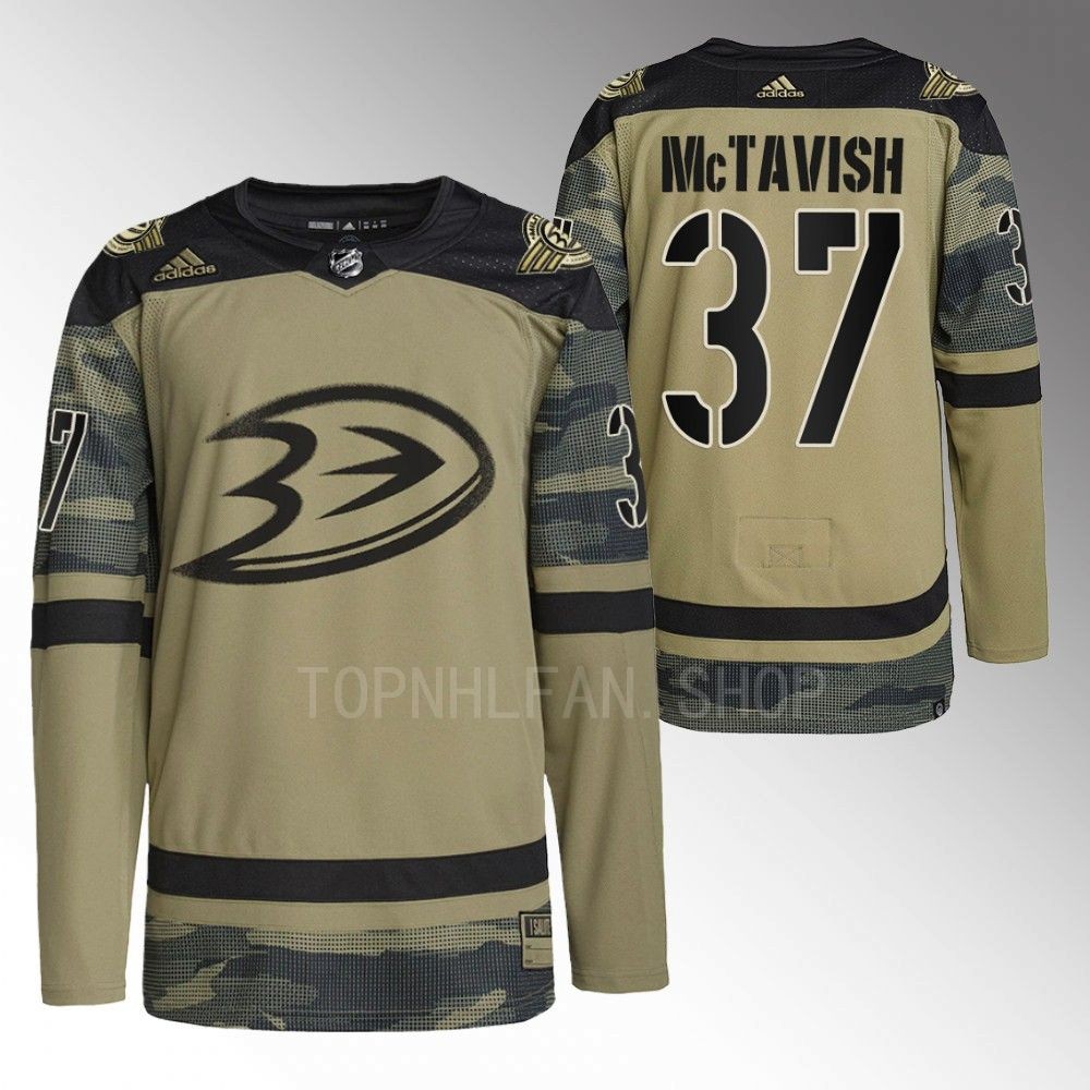 Mason McTavish Ducks Military Appreciation Night Jersey Camo Warmup