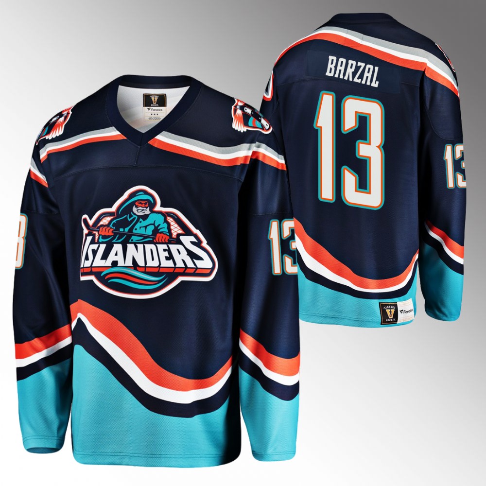 Mathew Barzal 2022-23 New York Islanders Reverse Retro 2.0 Navy Jersey Replica