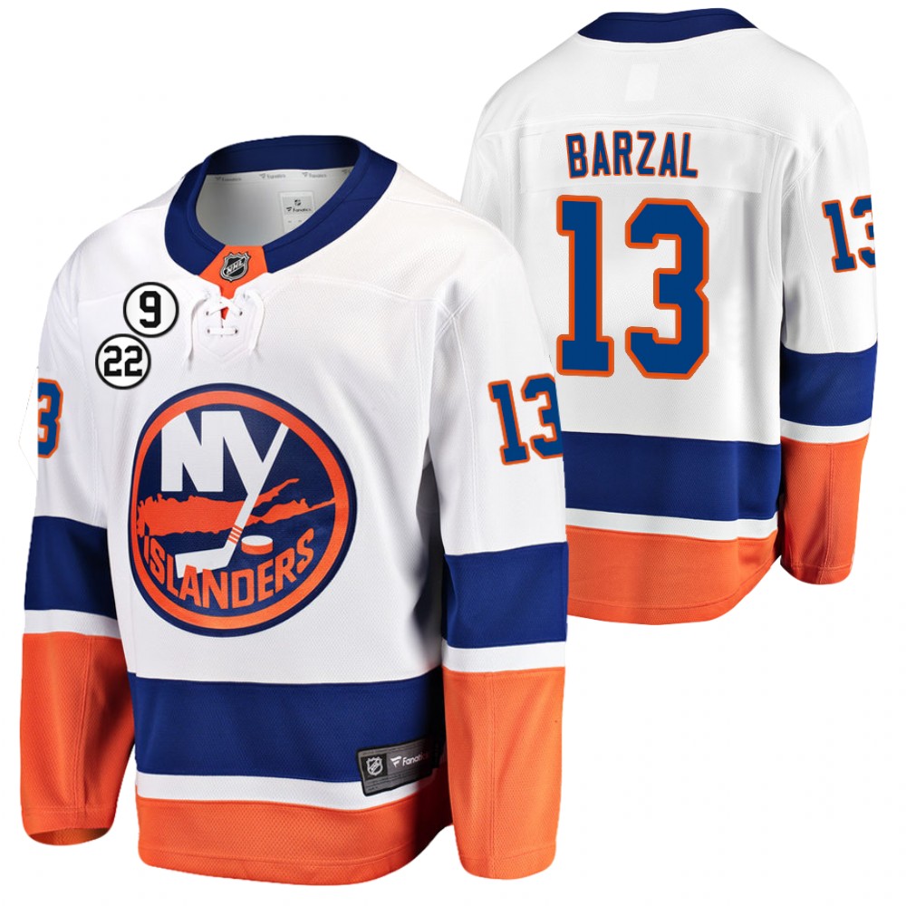 Mathew Barzal Islanders NO.22 Patch Jersey White Honor Bossy