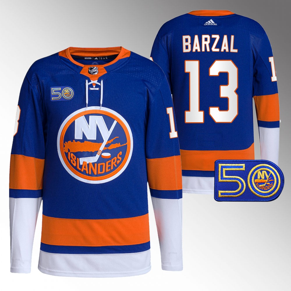 Mathew Barzal New York Islanders Royal 50th Anniversary Primegreen Authentic Jersey