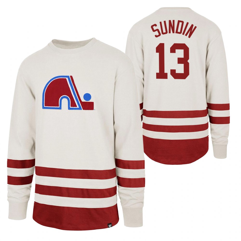 Mats Sundin Quebec Nordiques Center Ice Crew White Retro Cotton Jersey