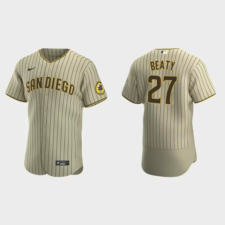 Matt Beaty San Diego Padres Authentic Alternate Jersey – Tan Brown