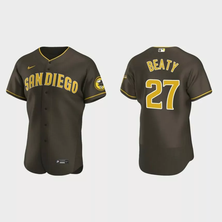 Matt Beaty San Diego Padres Authentic Road Jersey – Brown