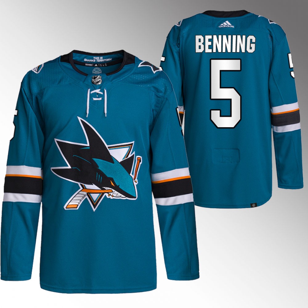Matt Benning San Jose Sharks Teal Primegreen Authentic Home Jersey