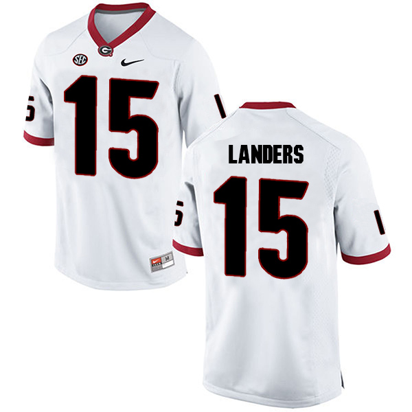 Matt Landers Georgia Bulldogs Men's Jersey - #15 NCAA White Limited Away