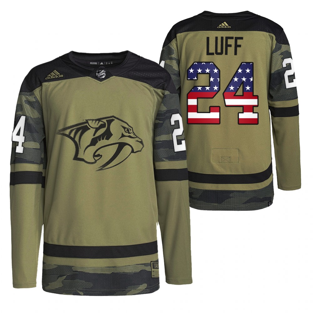 Matt Luff Predators Military Appreciation Jersey Camo Practice