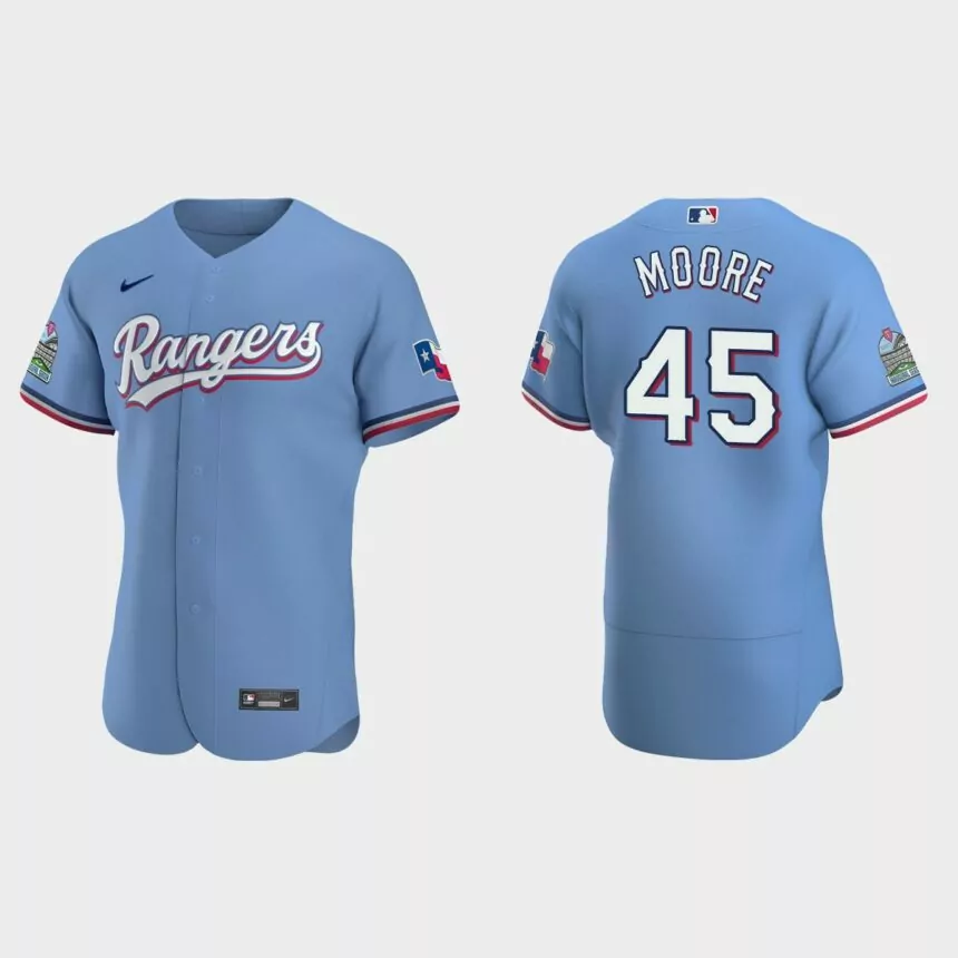 Matt Moore Texas Rangers Authentic Alternate Jersey – Light Blue