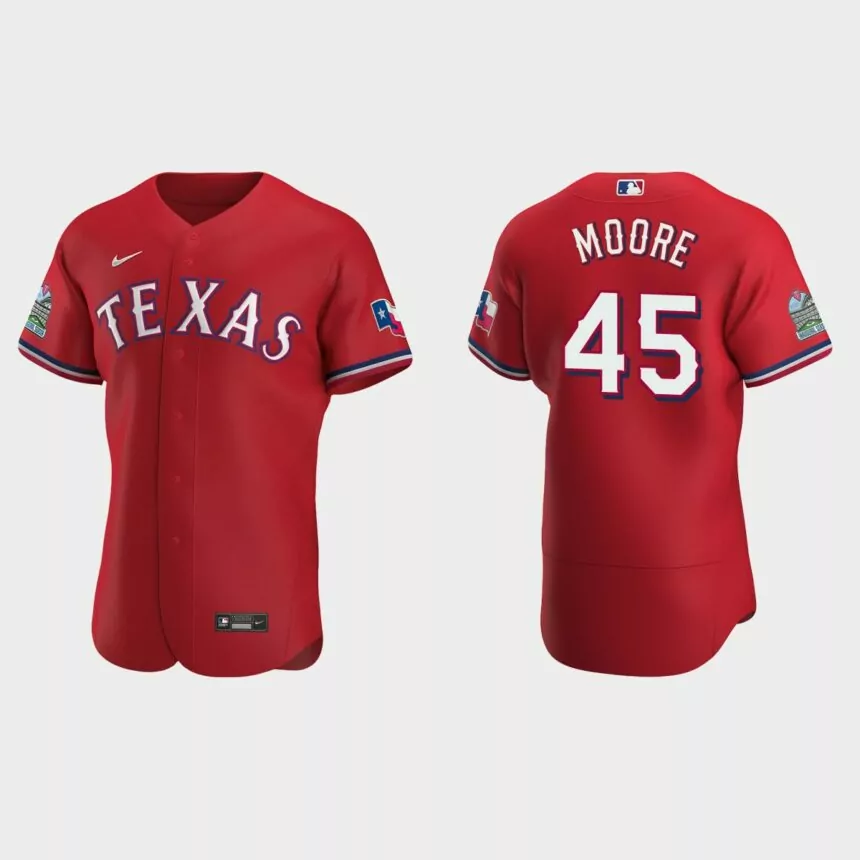 Matt Moore Texas Rangers Authentic Alternate Jersey – Scarlet